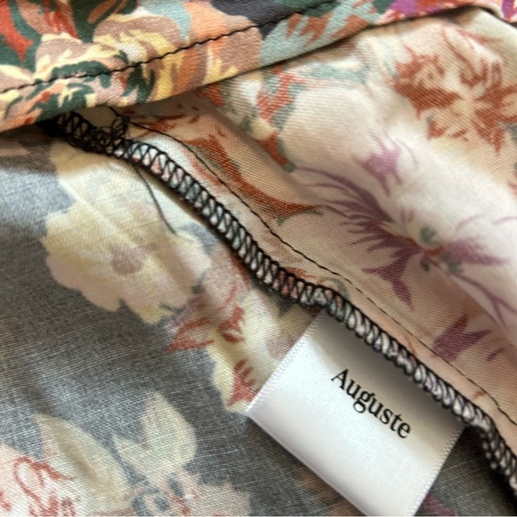 NWT Auguste The Label Wrap Dress High Low Charcoal Floral Print Size Large (8) - Picture 5 of 14